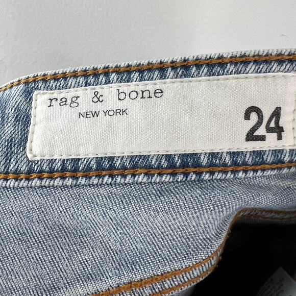 Rag & Bone Dre Slim Blue Boyfriend Jeans Cotton Denim Cuff Hem Skinny Leg Sz 24 - Picture 8 of 11